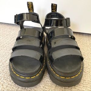 Black Patent Leather Dr. Martens Sandals